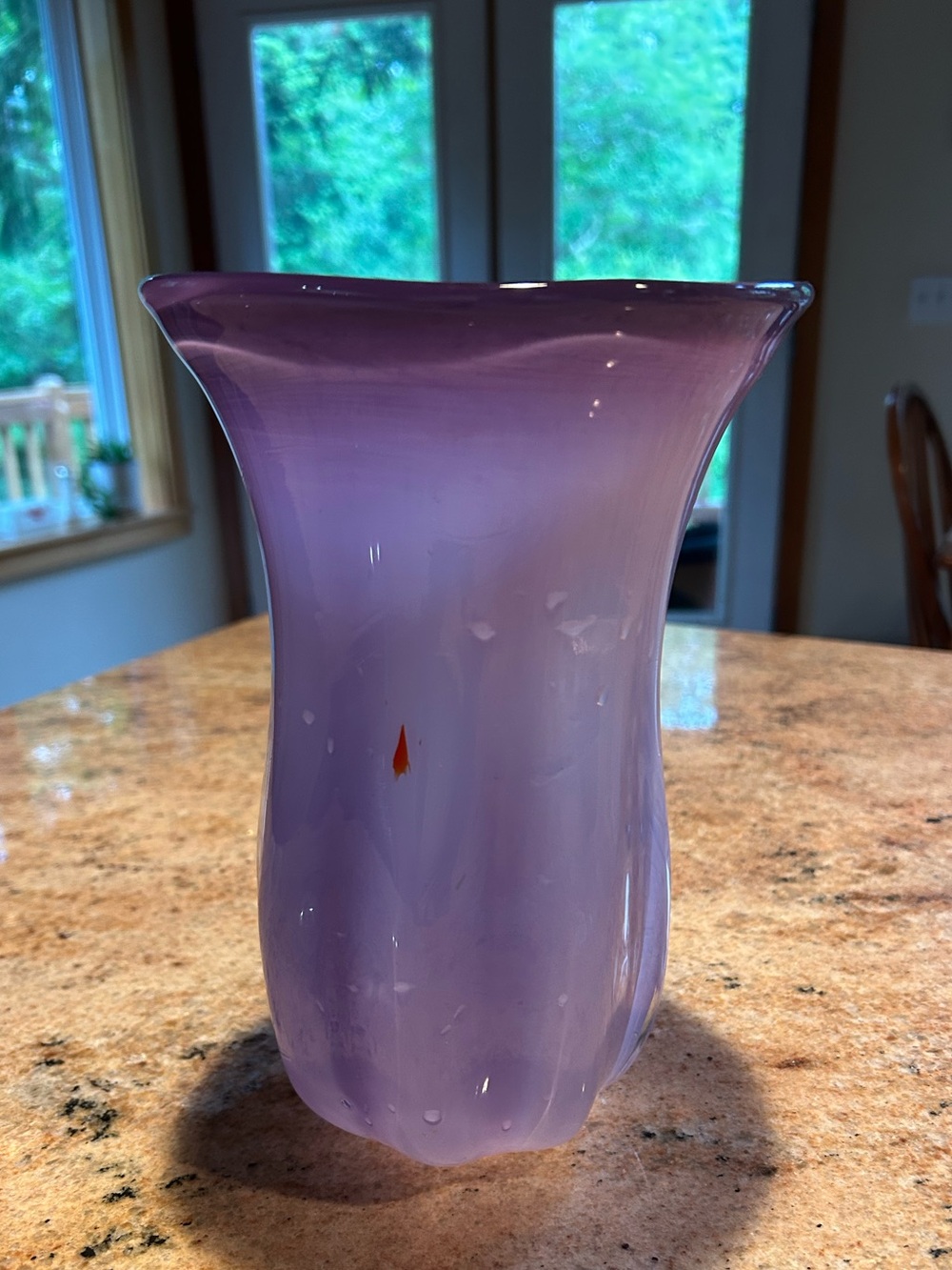 Blenko Handblown Glass Vase Ombre Lavender Lilac  9.5”x6”W 3lbs Flawless